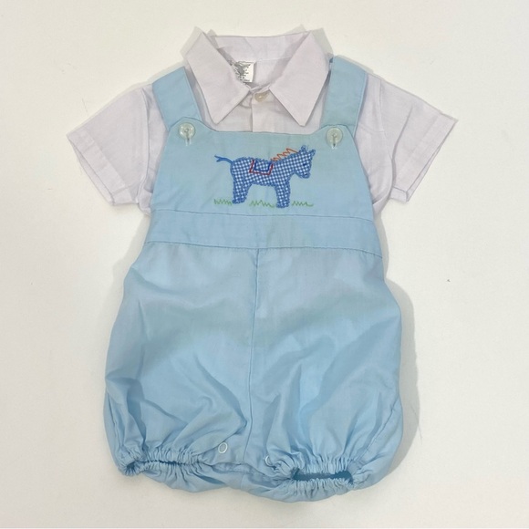 Vintage Other - Vintage 80’s Baby Boy’s Romper Outfit  with Embroidered Horse 9 Months
